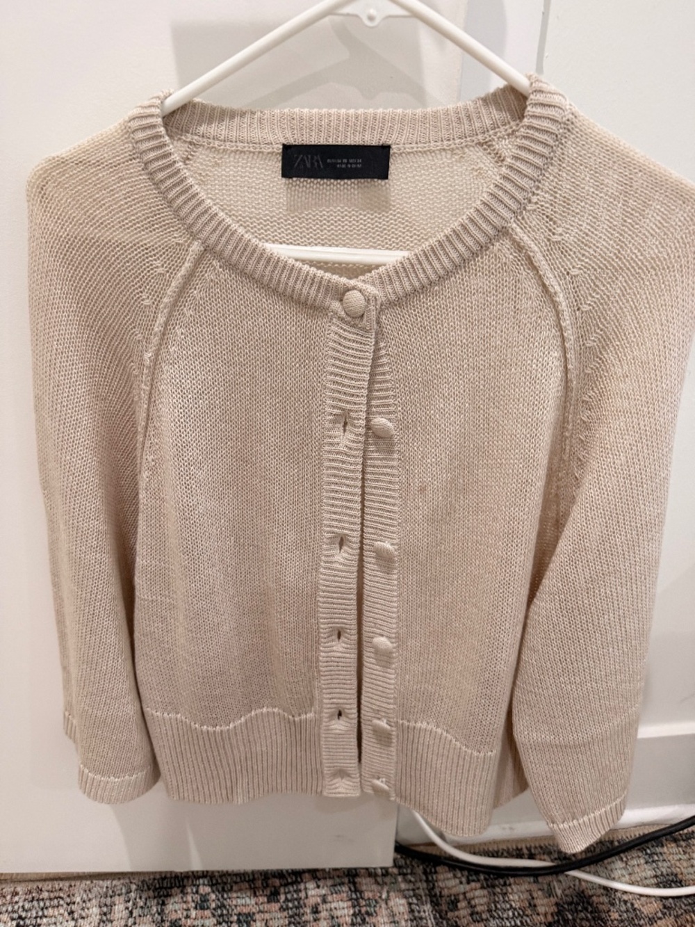 Zara Knit Button-Up Cardigan Sweater-Ecru Size XS